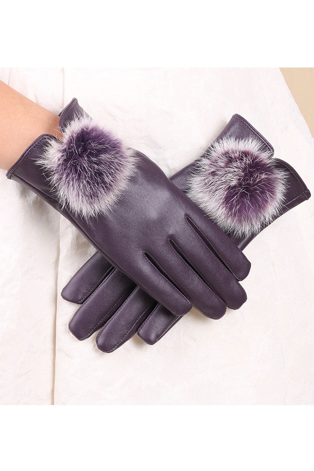 Women Warm & Thick Solid Colored Casual Leather Gloves