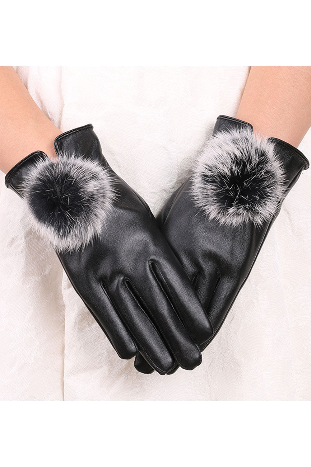 Women Warm & Thick Solid Colored Casual Leather Gloves
