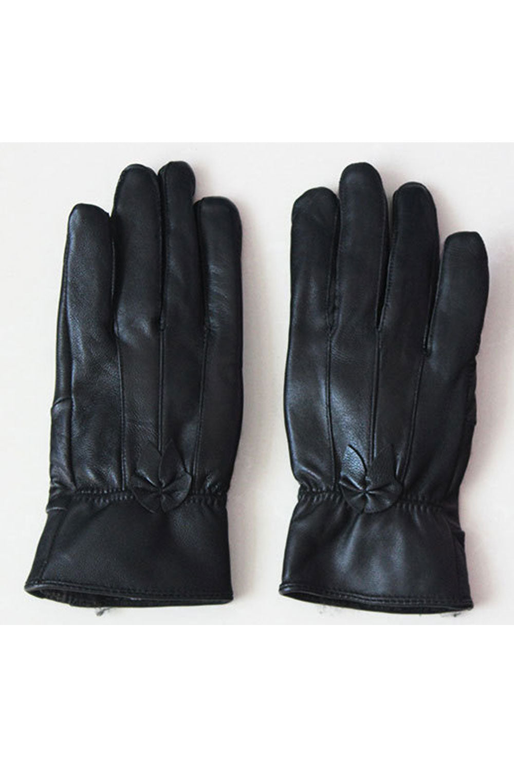 Women Casual Solid Color Warm Thick Leather Gloves