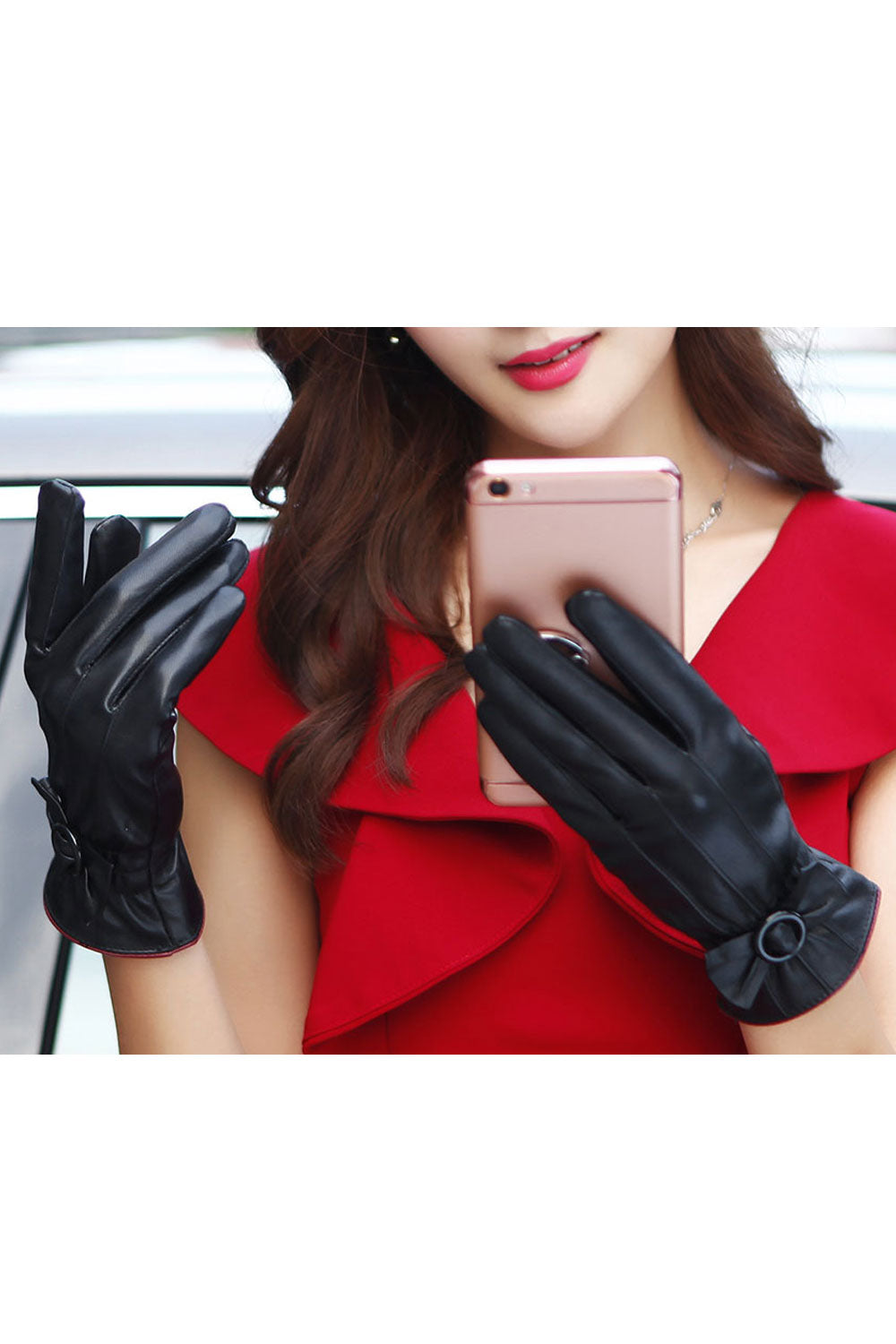 Women Winter Breathable Thick & Warm Leather Gloves