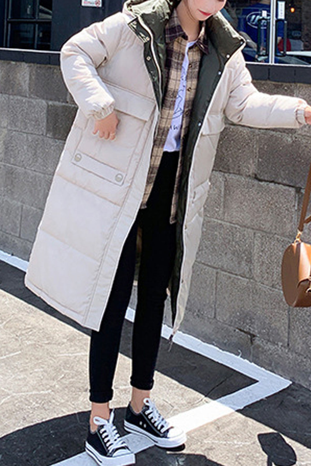 Women Warm Winter Padded Zipper Long Jacket