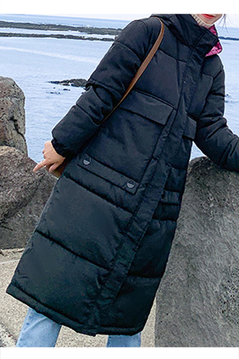 Women Warm Winter Padded Zipper Long Jacket