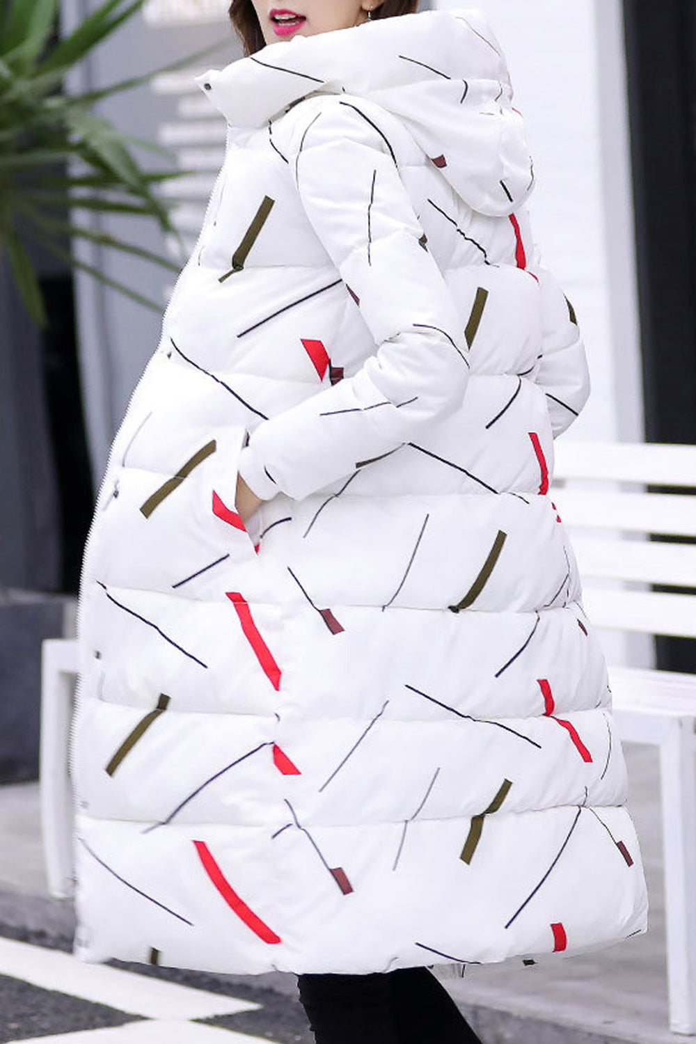 Women Banded Cuff Puffy Cotton Padded Winter Jacket