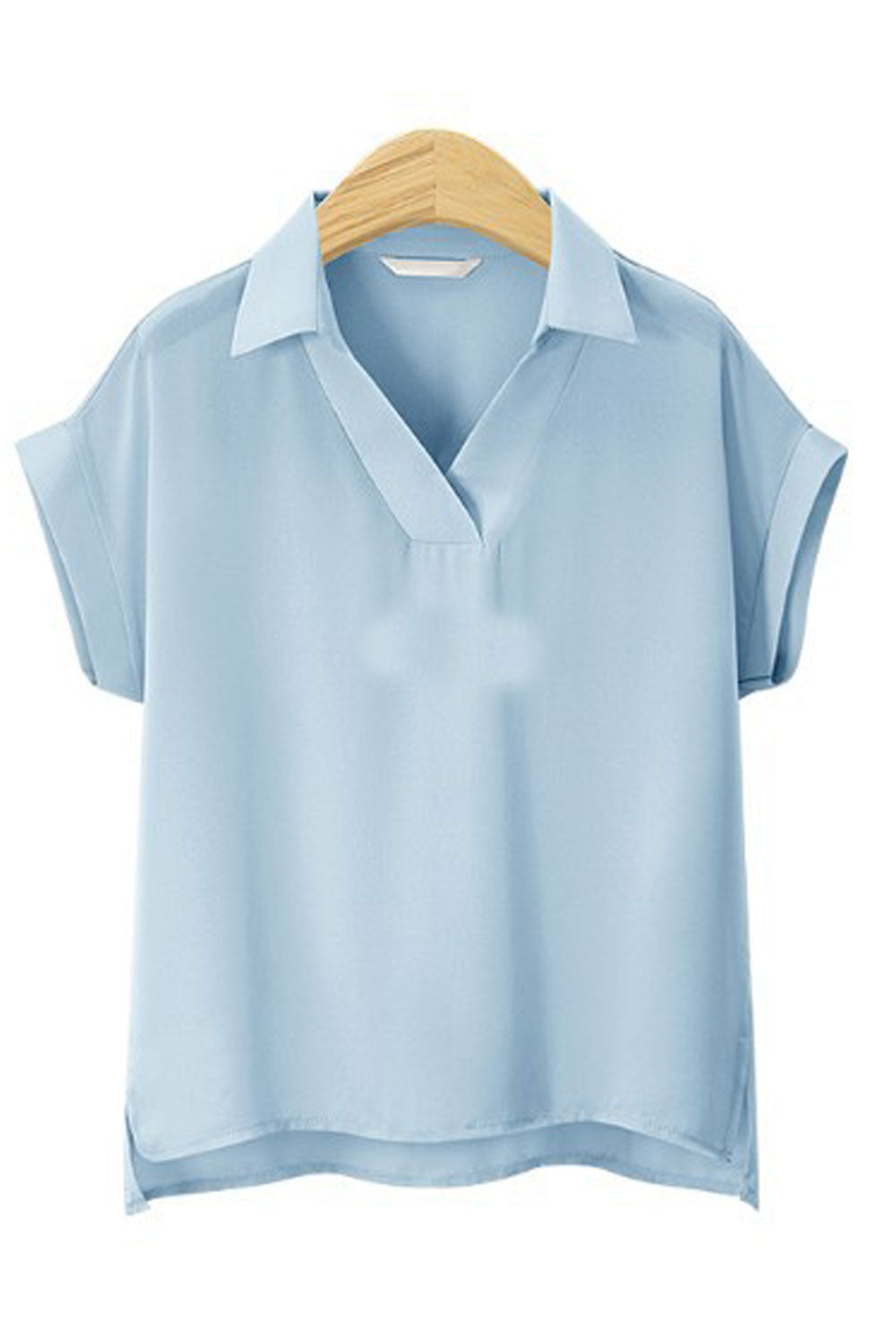 Women Fashion Solid Color Lapel Collar Top