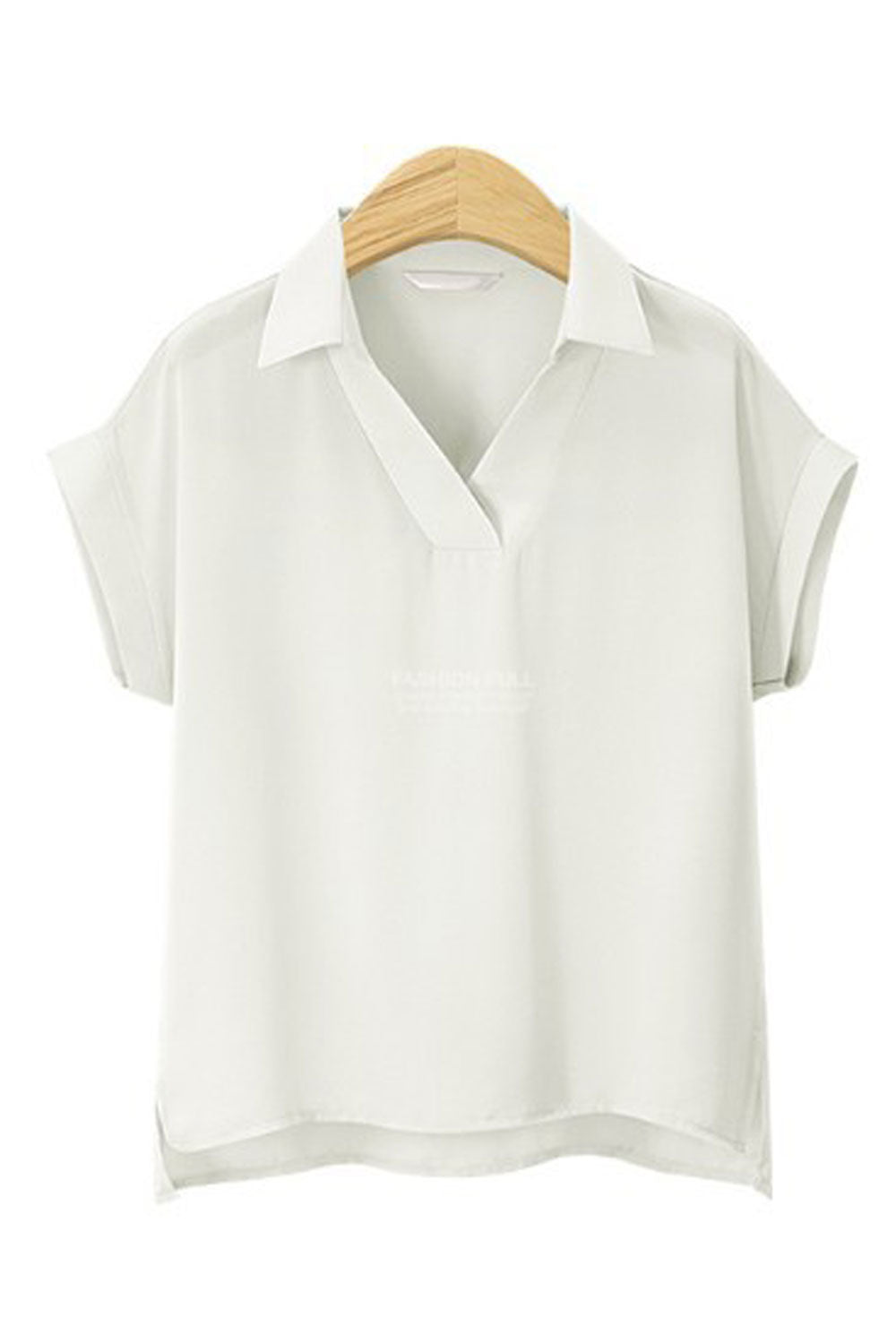 Women Fashion Solid Color Lapel Collar Top