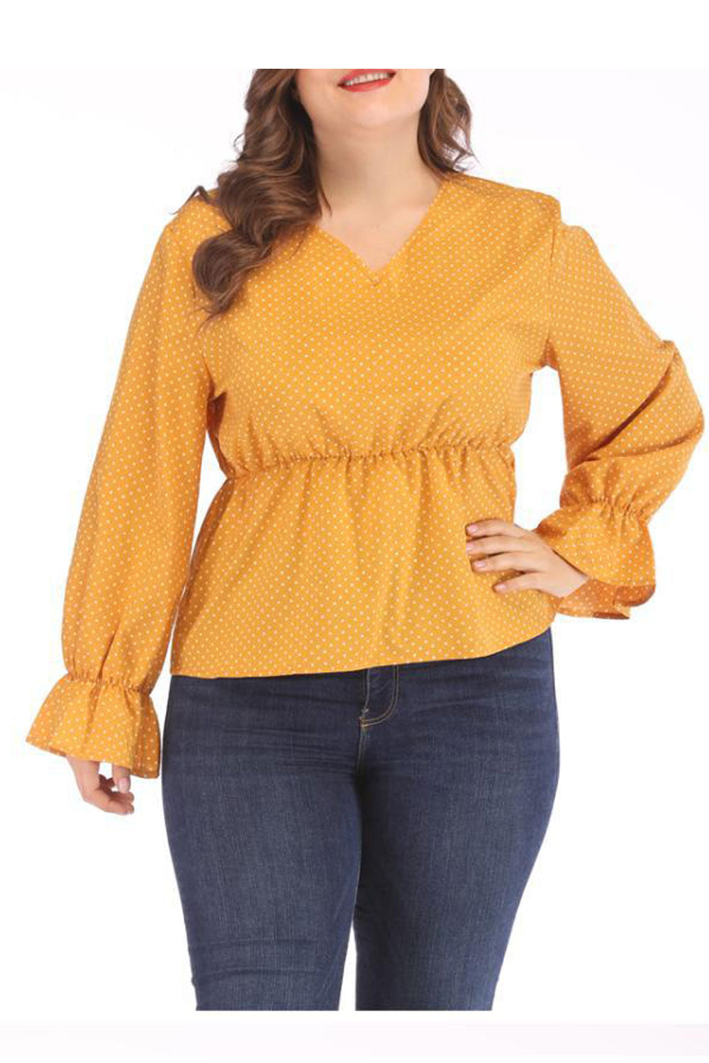 Women Lovely Solid Color V Neck Top