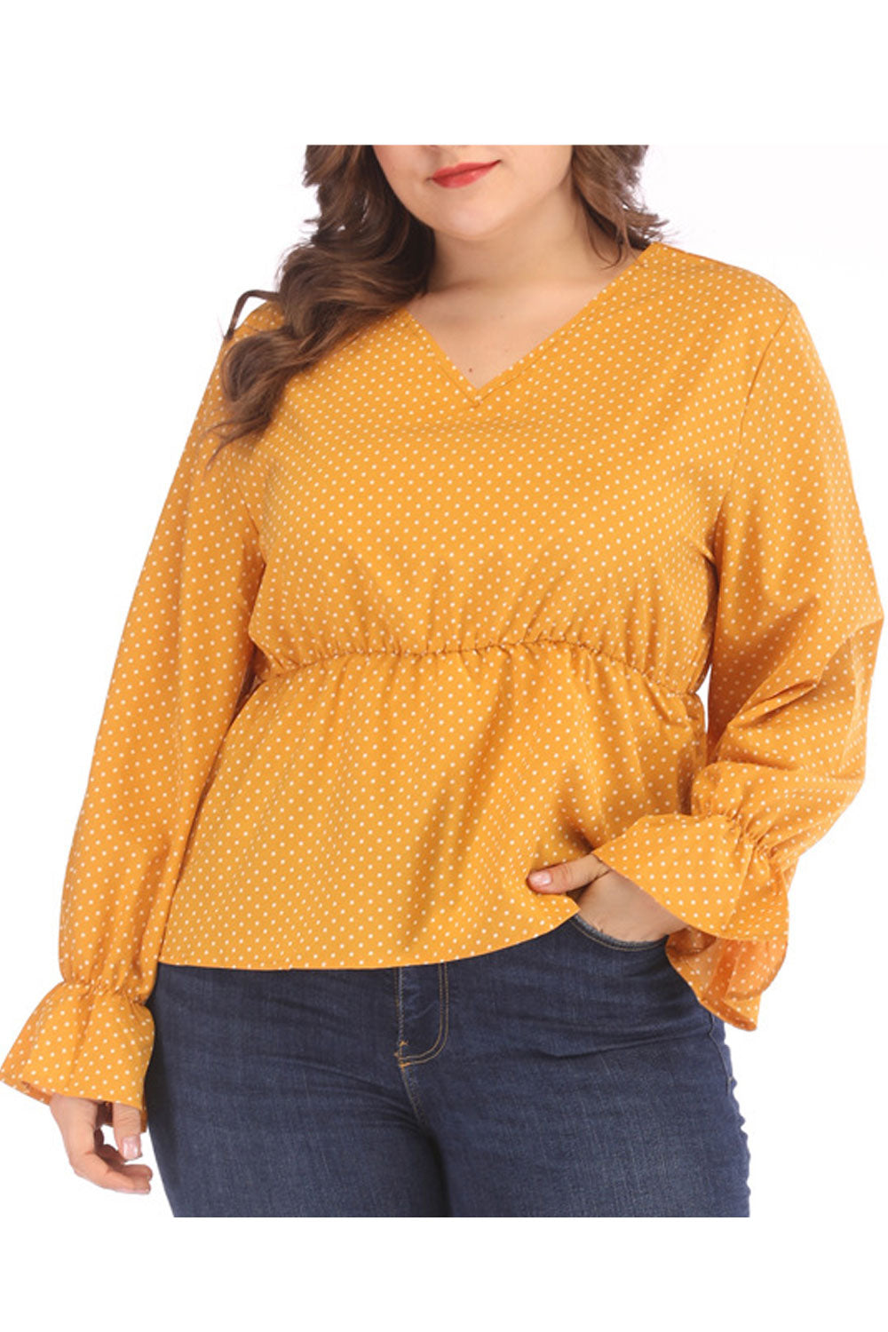 Women Lovely Solid Color V Neck Top