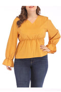 Women Lovely Solid Color V Neck Top