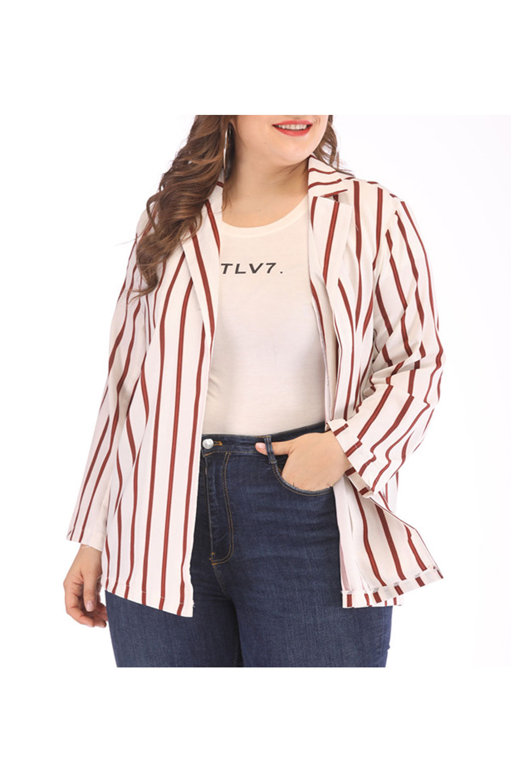 Women Fashion Striped Pattern Long Sleeves Top