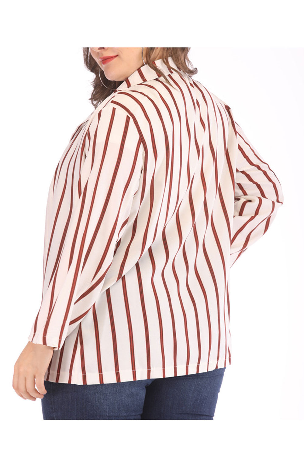 Women Fashion Striped Pattern Long Sleeves Top