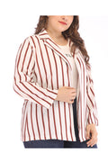 Women Fashion Striped Pattern Long Sleeves Top