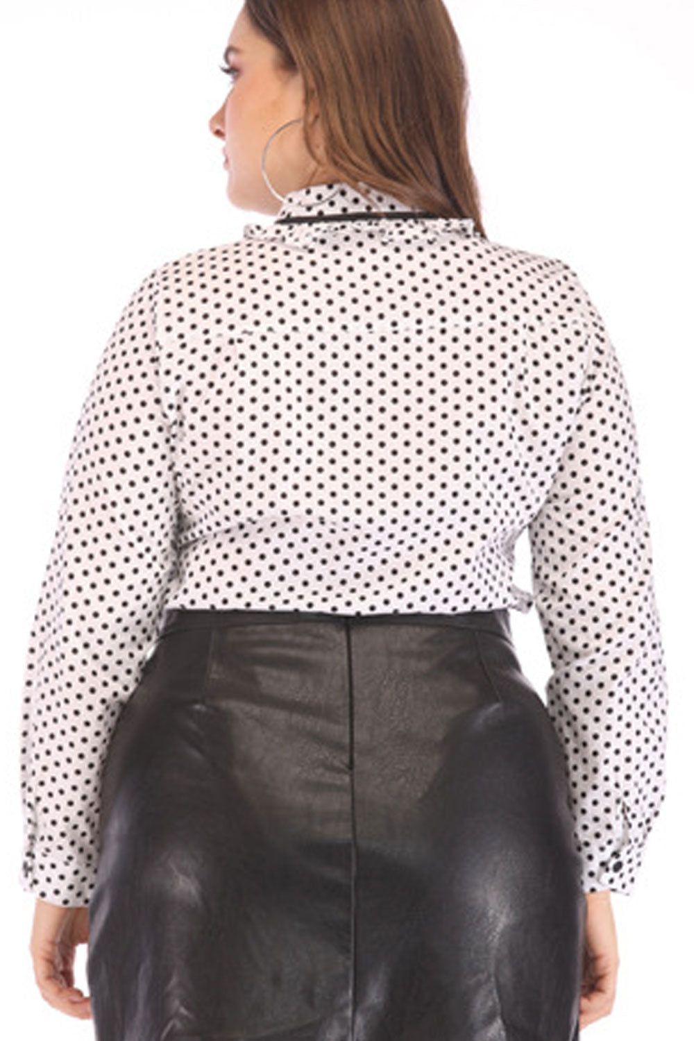 Women Charming Doted Pattern Stand Collar Top