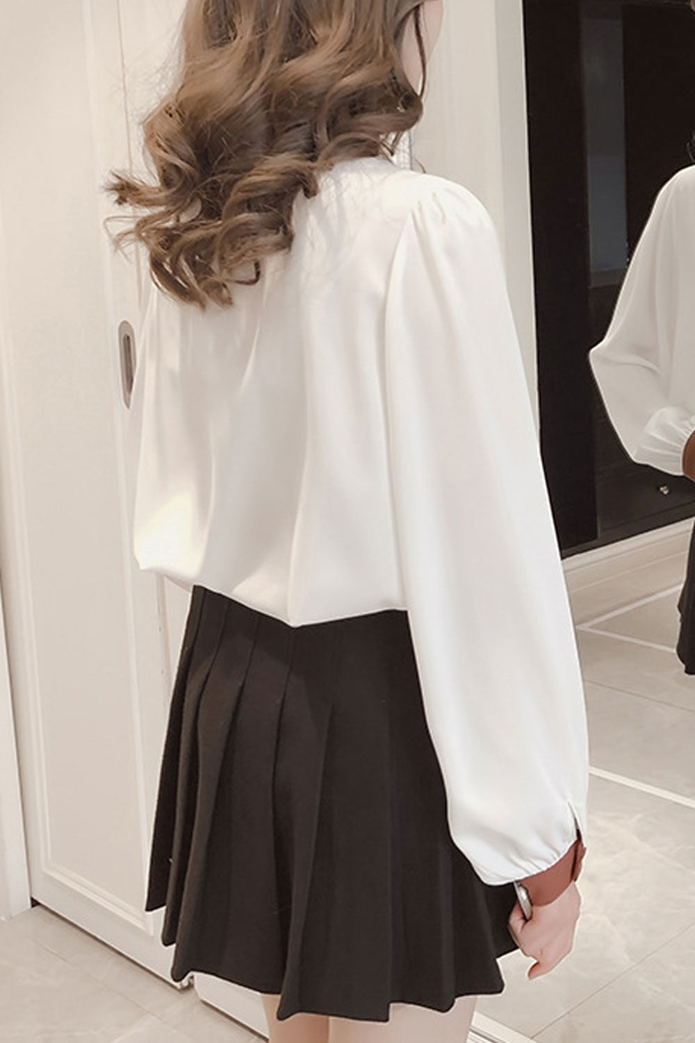 Women Lovely Long Sleeves Solid Color Top