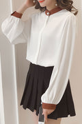 Women Lovely Long Sleeves Solid Color Top