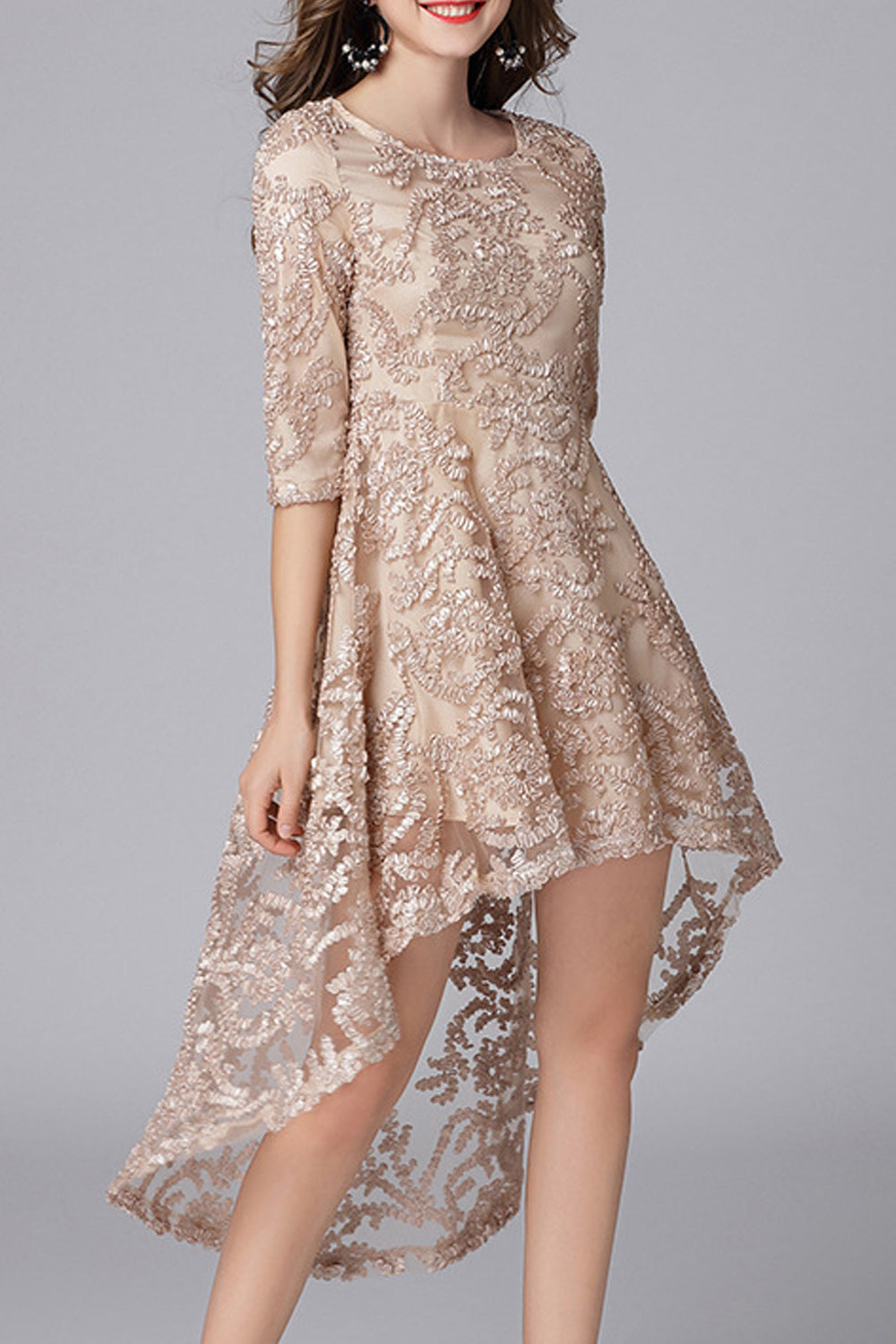 Women Elegant & Fashionable High Low Hem Skirt Dress