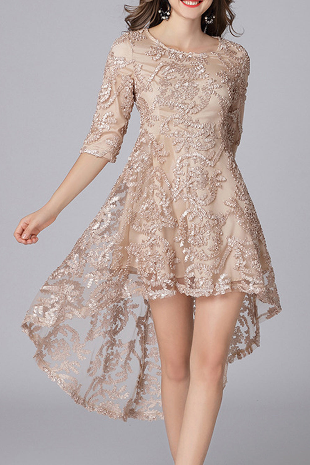 Women Elegant & Fashionable High Low Hem Skirt Dress