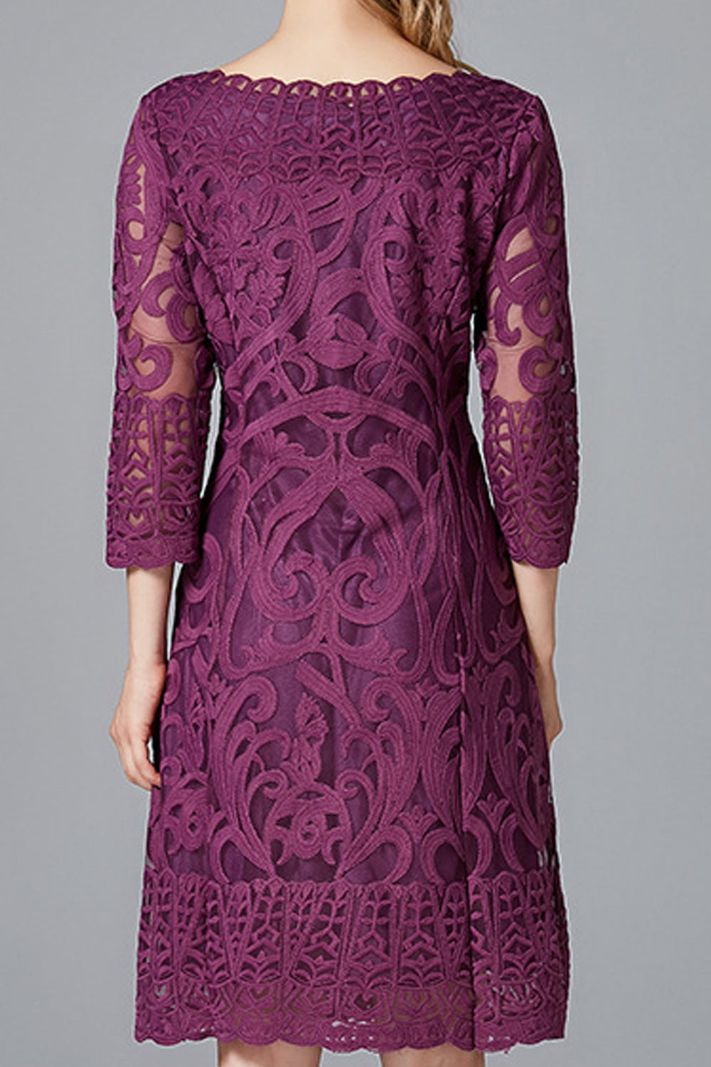 Women Flower Lace Knee Length Fashionable Dress