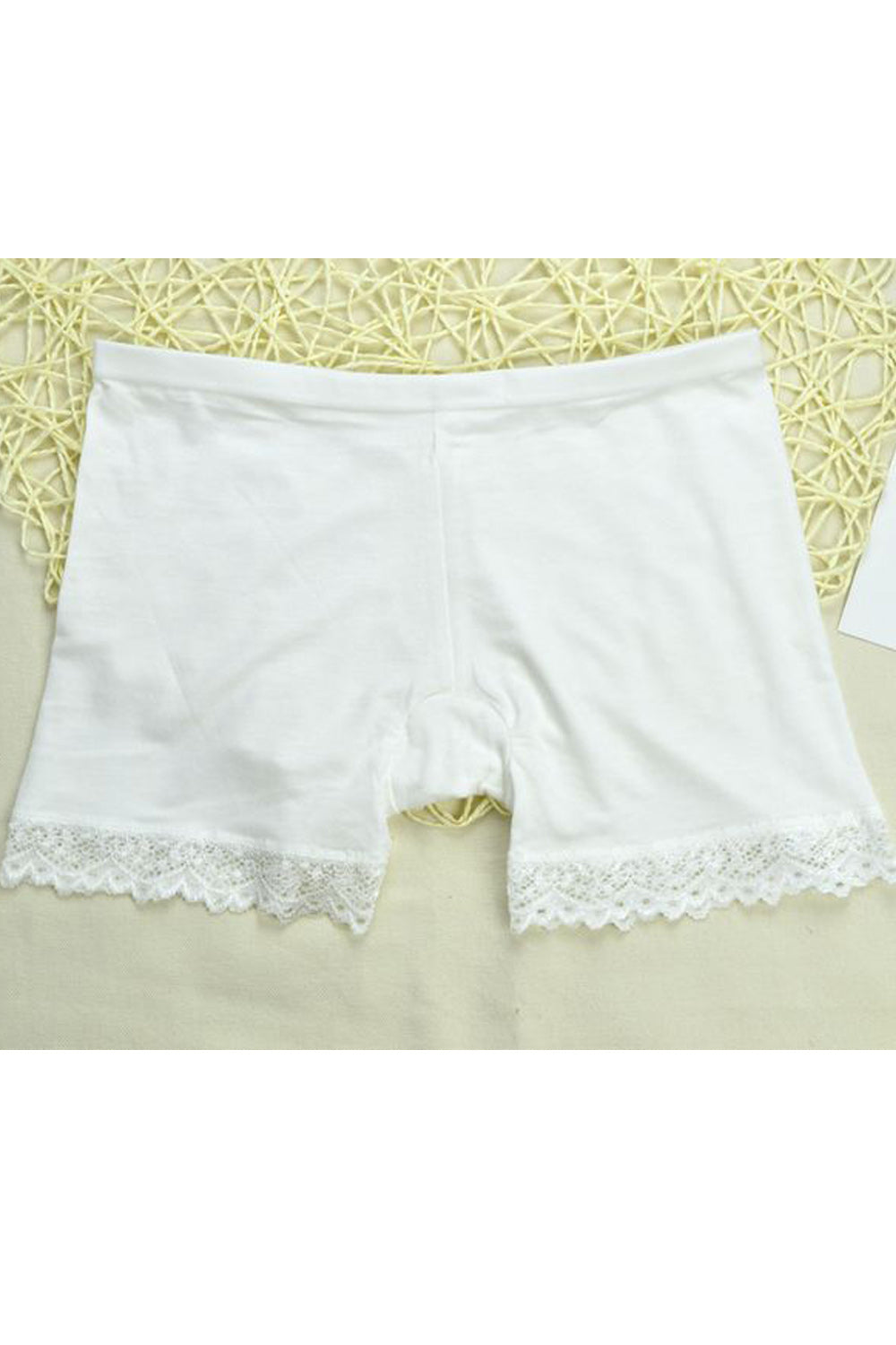 Women Fashion Trim Lace Solid Color Breathable Short