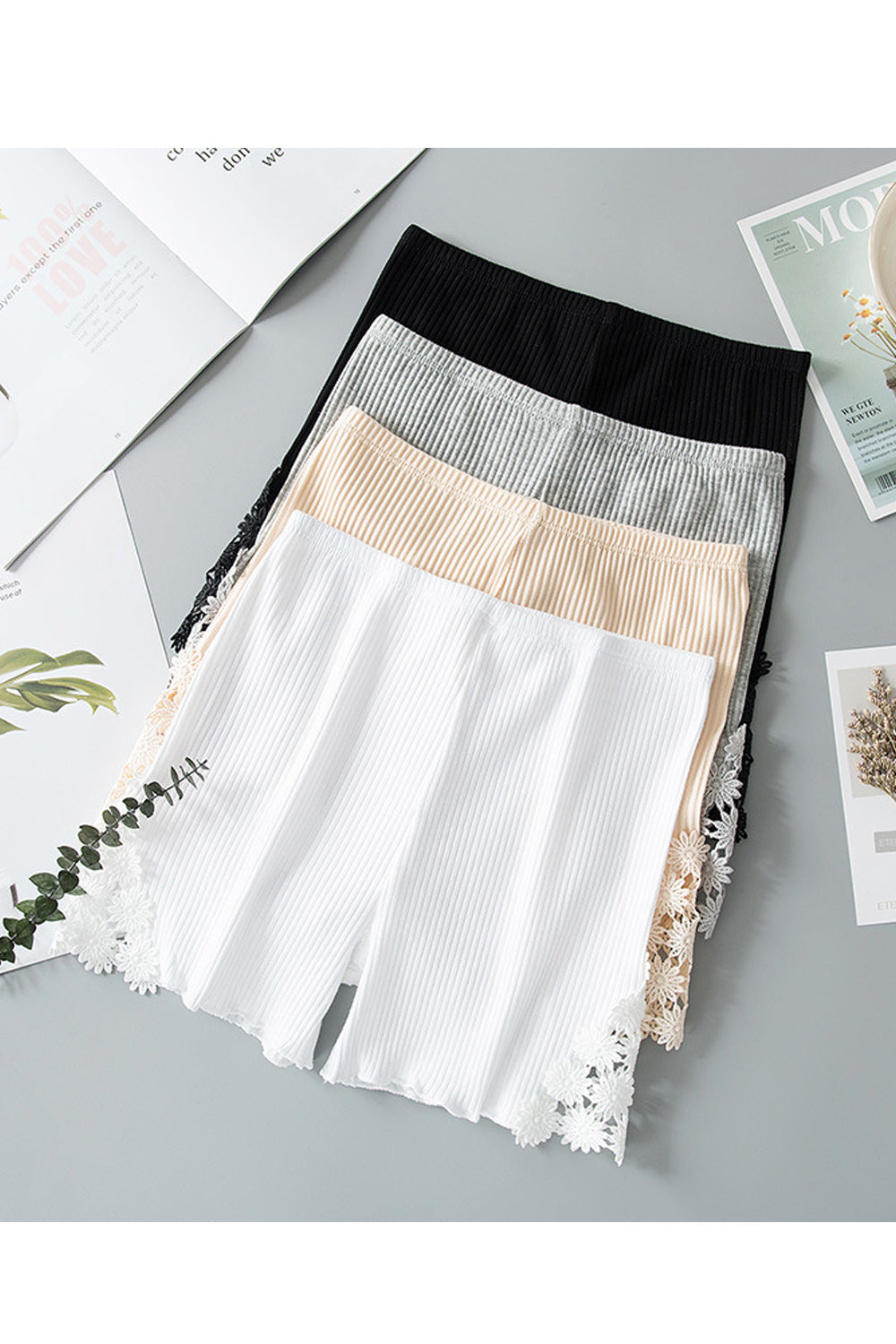 Women Embroidered Lace Stretchable Material Fashion Short