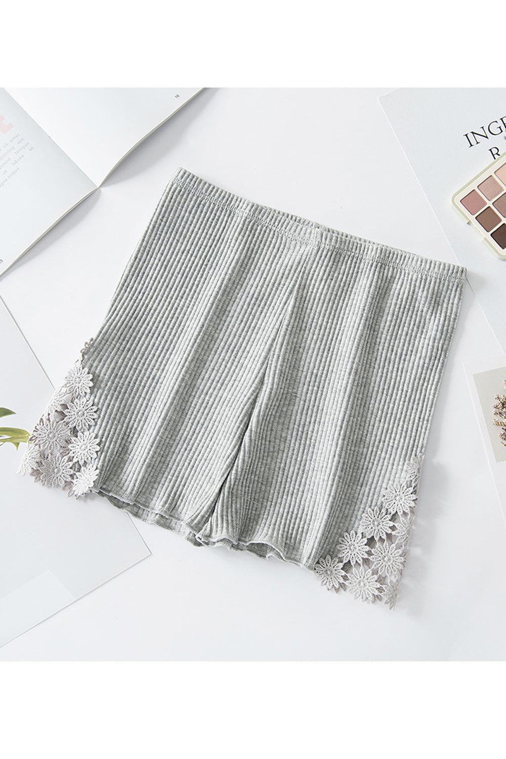 Women Embroidered Lace Stretchable Material Fashion Short
