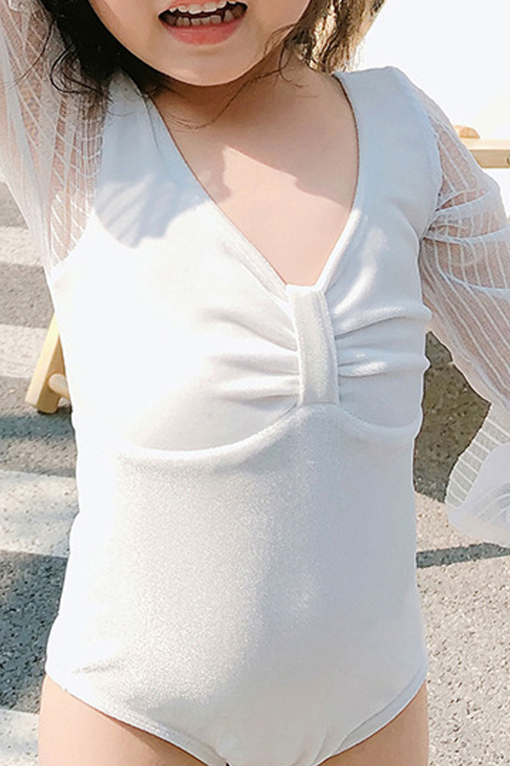 Baby Girls Trumpet Sleeve V-Neck One Piece Swimsuit