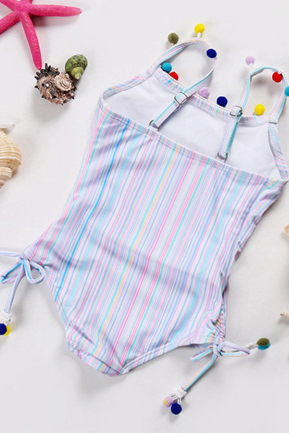 Baby Girls simple Ball Lace Adjustable Strap One Piece Swimsuit