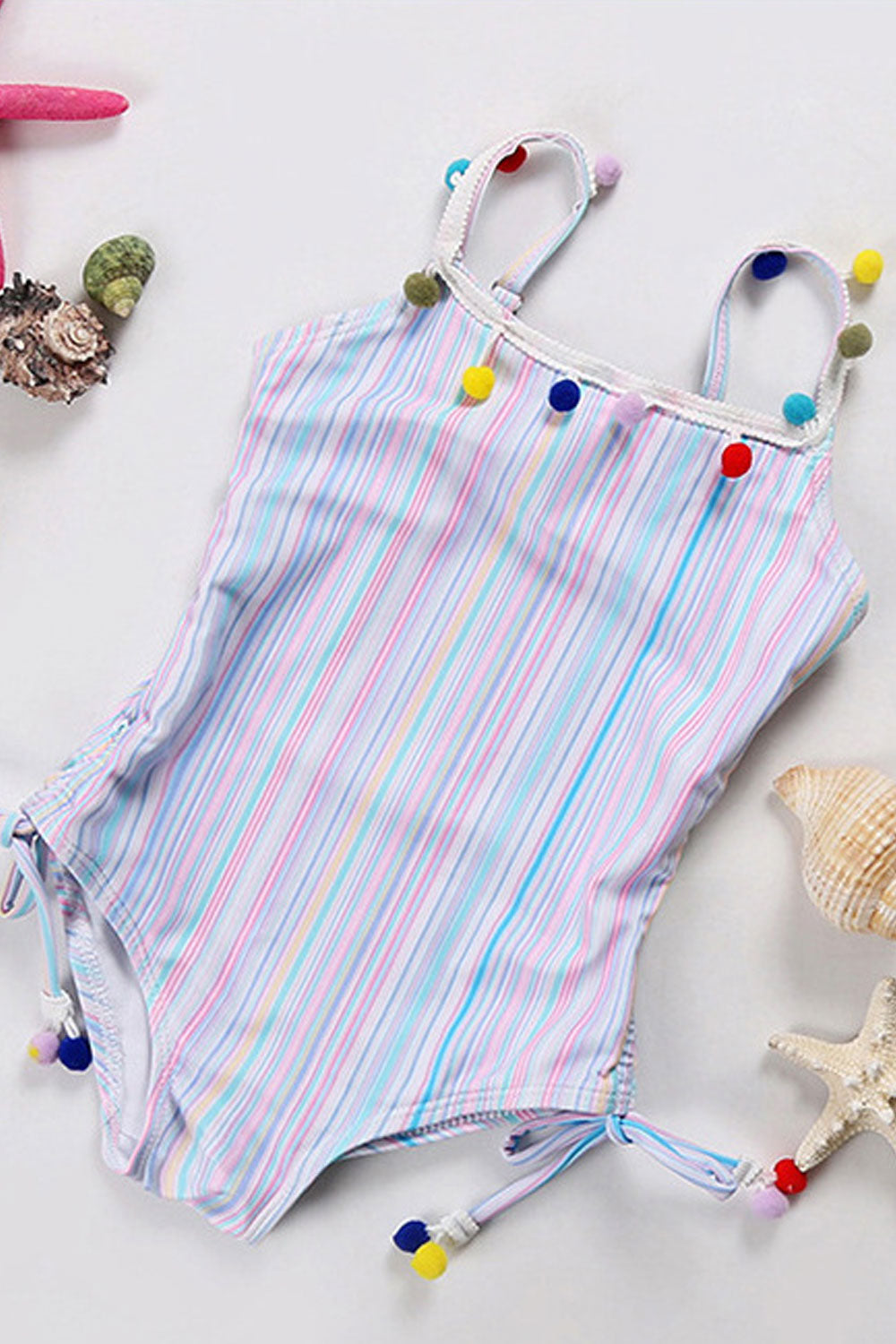 Baby Girls simple Ball Lace Adjustable Strap One Piece Swimsuit