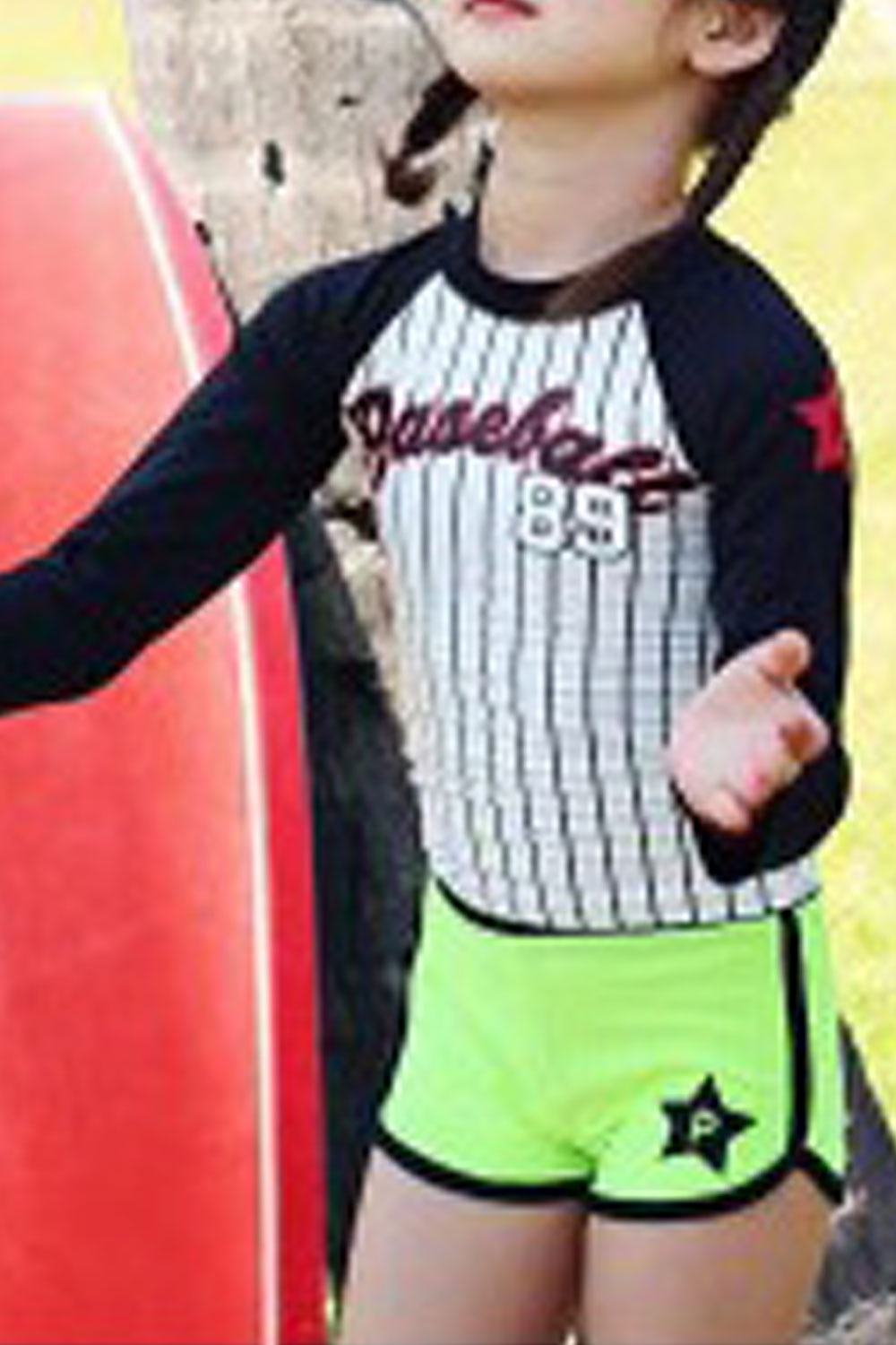 Baby Girls Letter Printed Long Sleeve Swimsuit