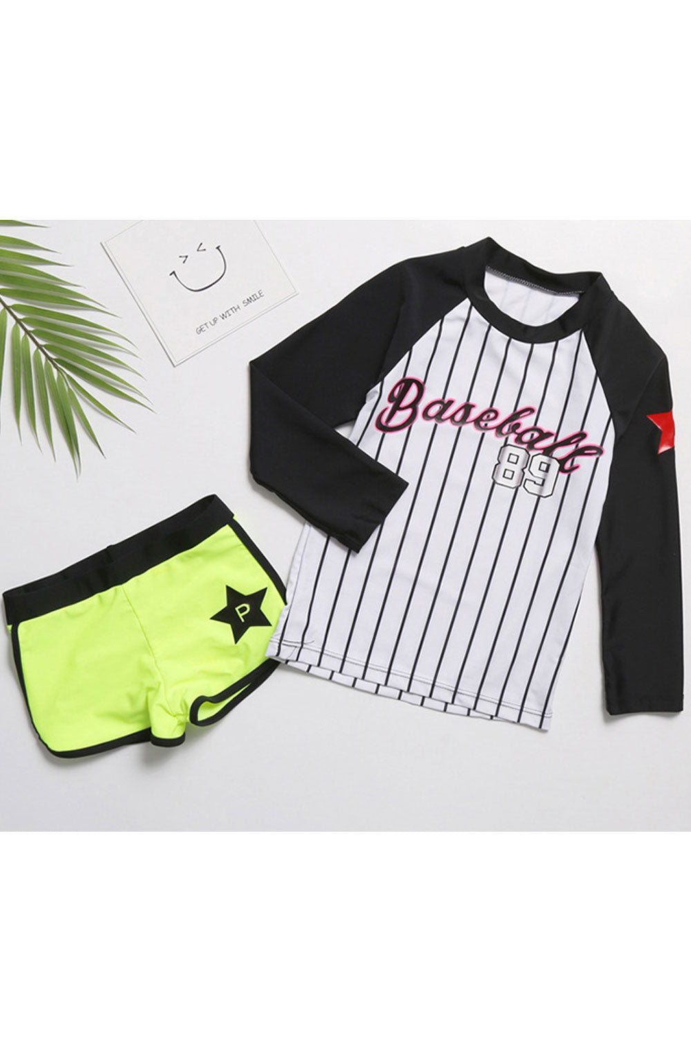 Baby Girls Letter Printed Long Sleeve Swimsuit