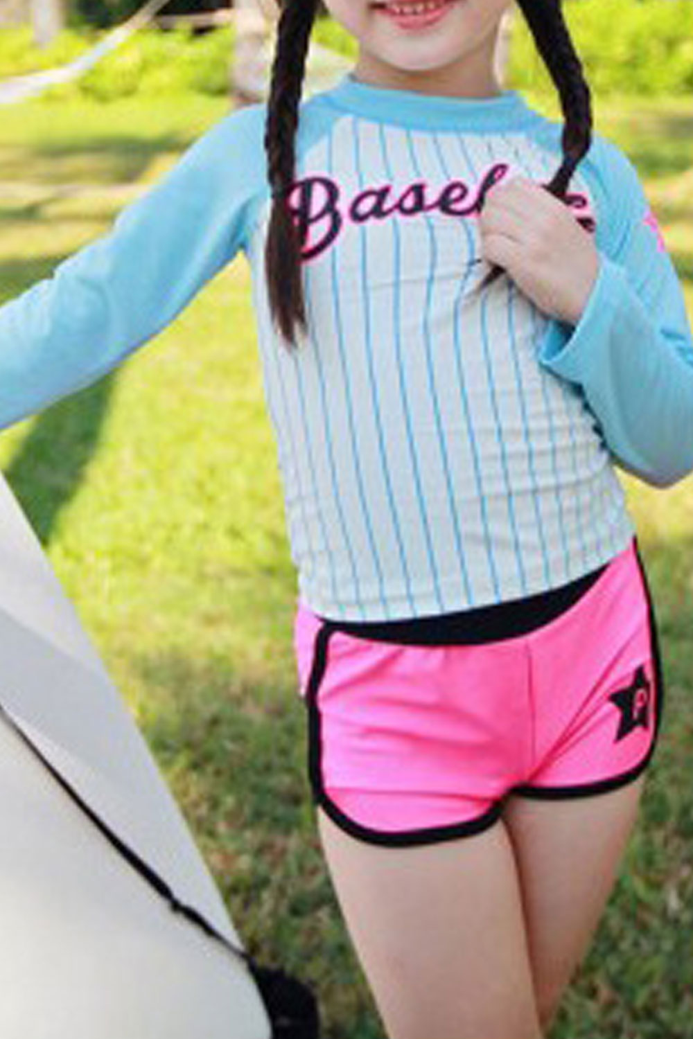 Baby Girls Letter Printed Long Sleeve Swimsuit