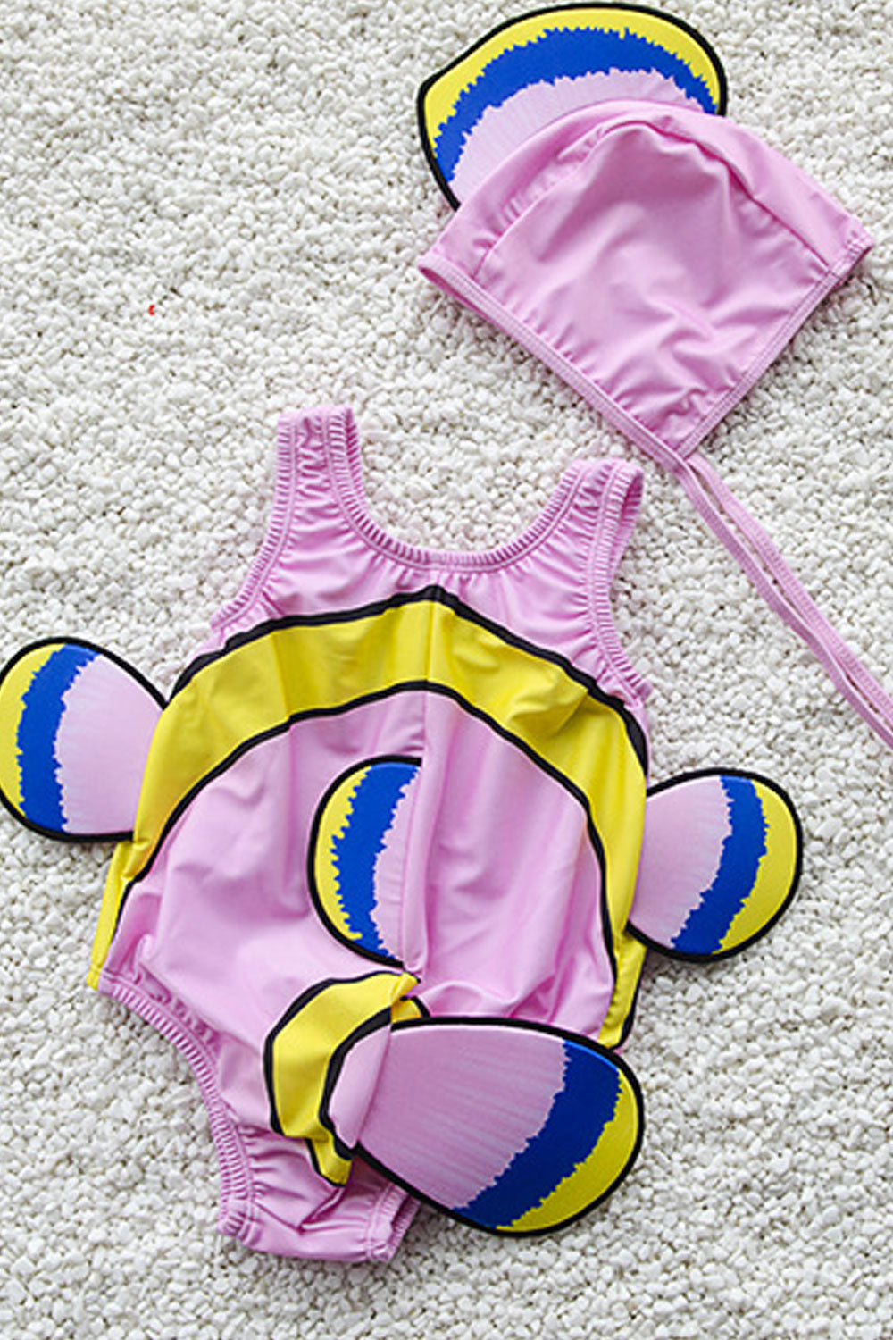 Baby Girls Clown Fish Designed Round Neck Swimsuit