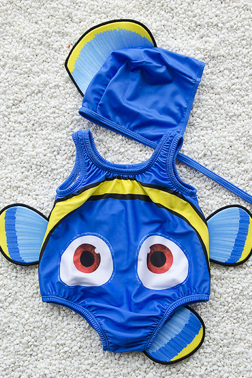 Baby Girls Clown Fish Designed Round Neck Swimsuit