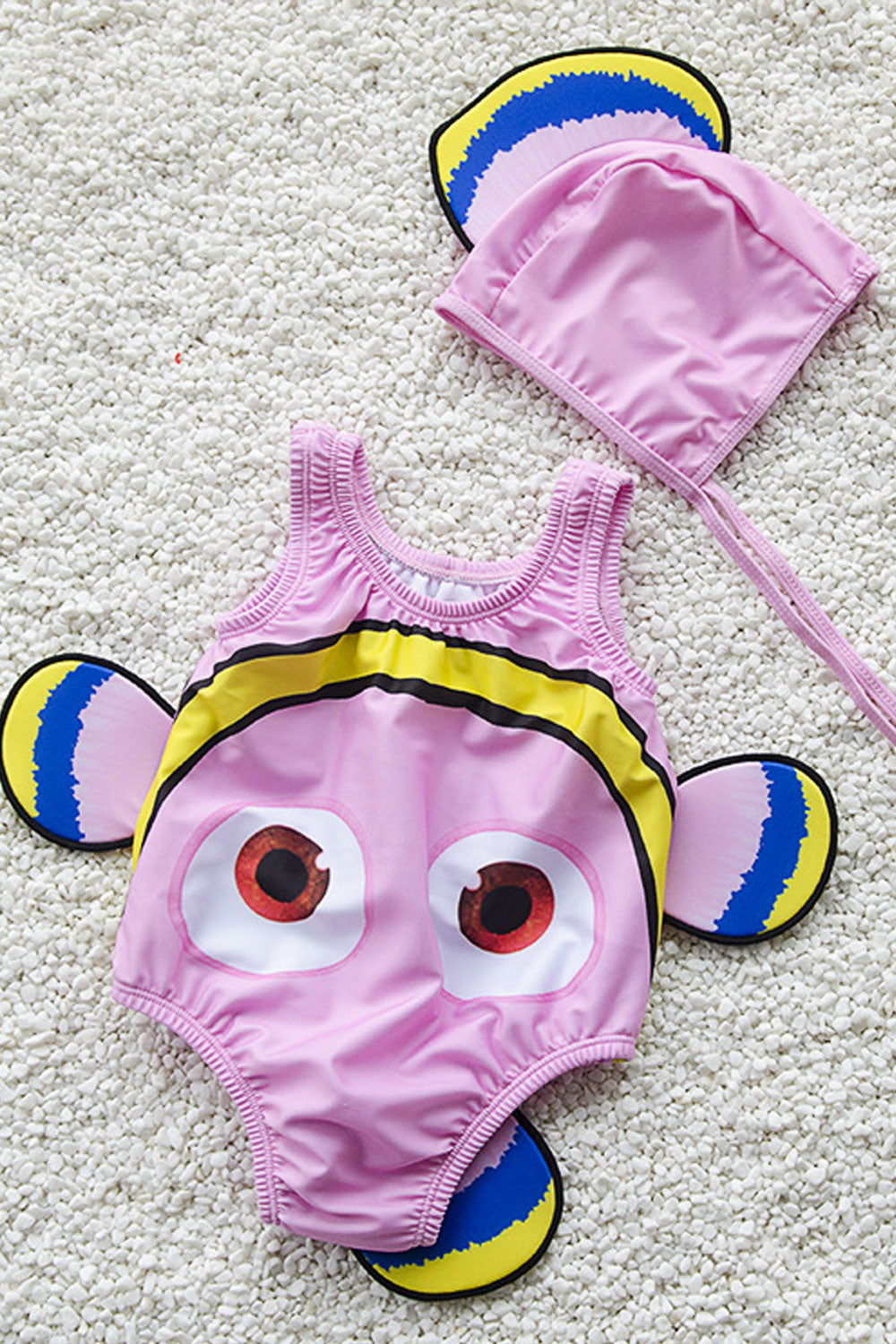 Baby Girls Clown Fish Designed Round Neck Swimsuit
