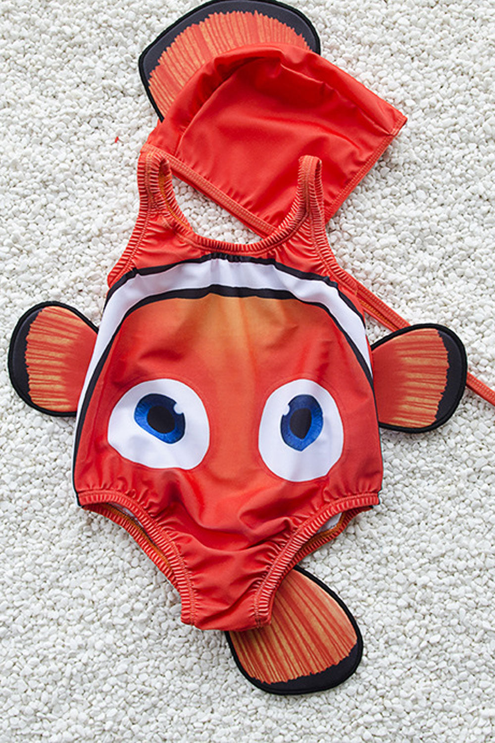 Baby Girls Clown Fish Designed Round Neck Swimsuit
