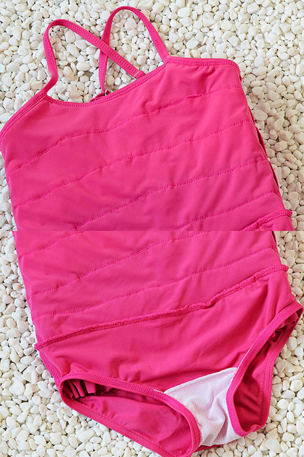 Baby Girls Rainbow Color Adjustable Strap Neck Swimsuit Set