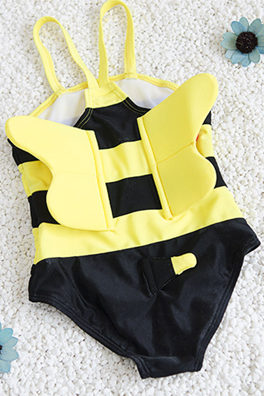 Baby Girls Thick Stripe Strap Neck Swimsuit