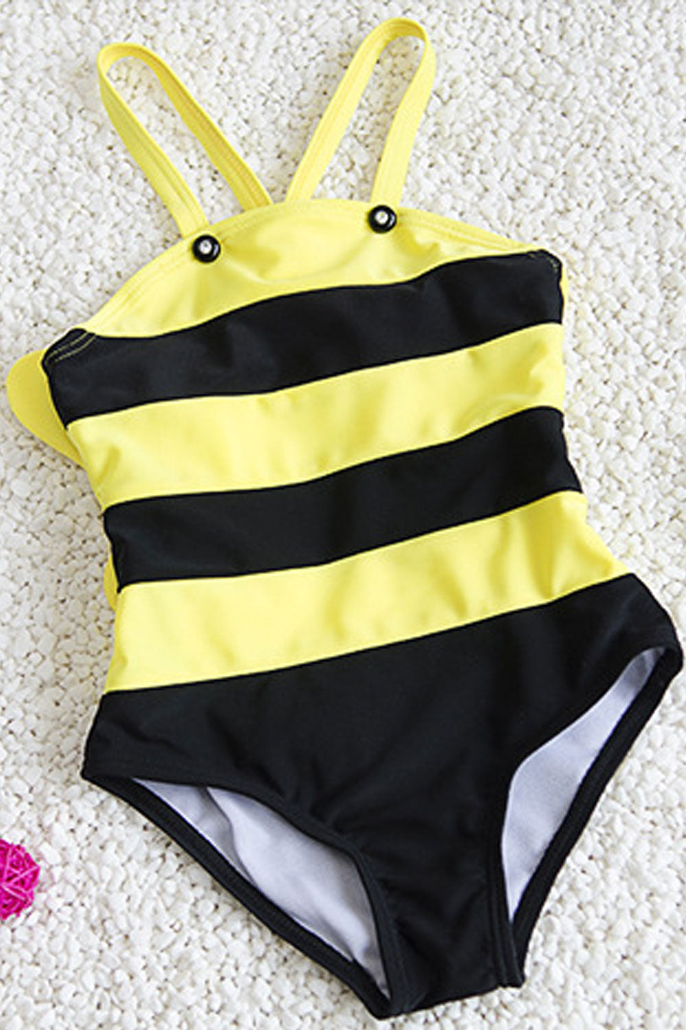 Baby Girls Thick Stripe Strap Neck Swimsuit