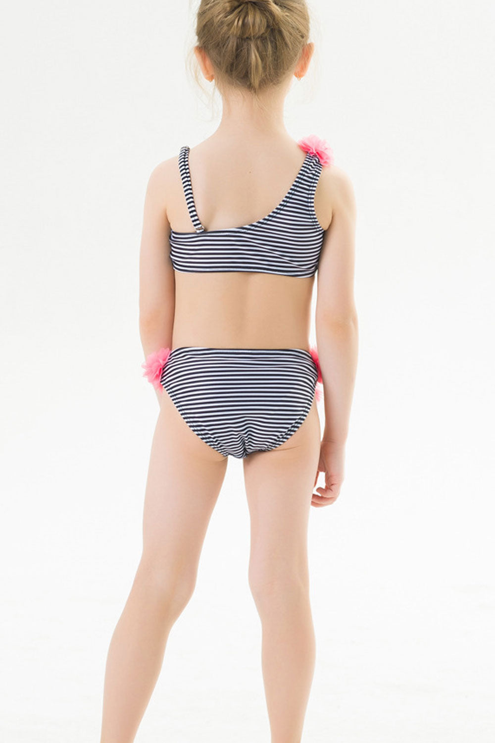 Baby Girls Flower Decorated Adjustable Strap Two Piece Swimsuit