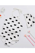 Baby Girls Cute Heart Printed Halter Tie Neck Swimsuit