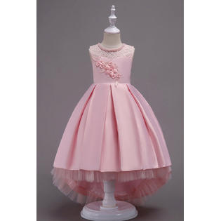 Kids Girls Flower Lace High Low Hem Dress