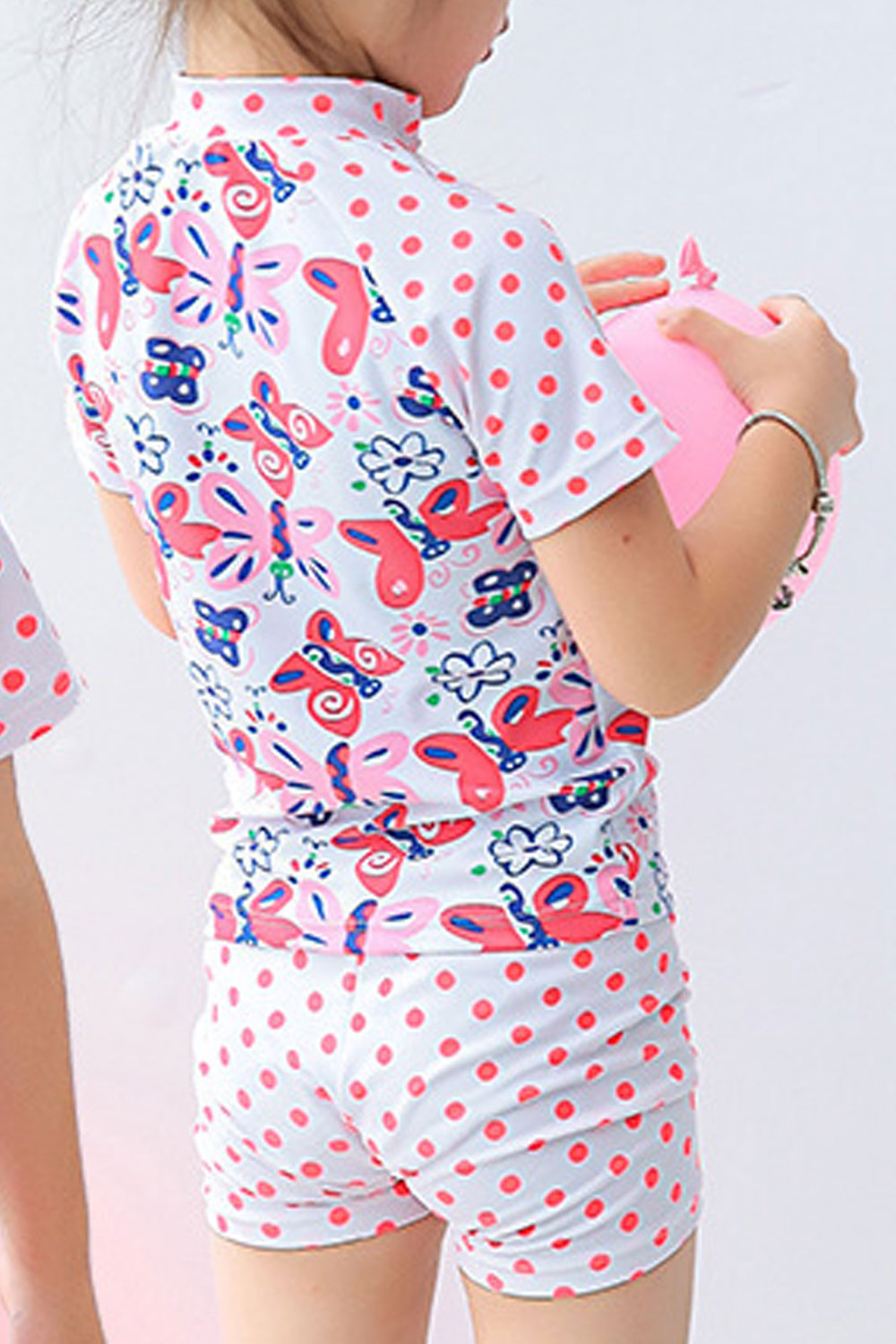 Baby Girls Butterfly Printed Short Sleeve Breathable Swimsuit