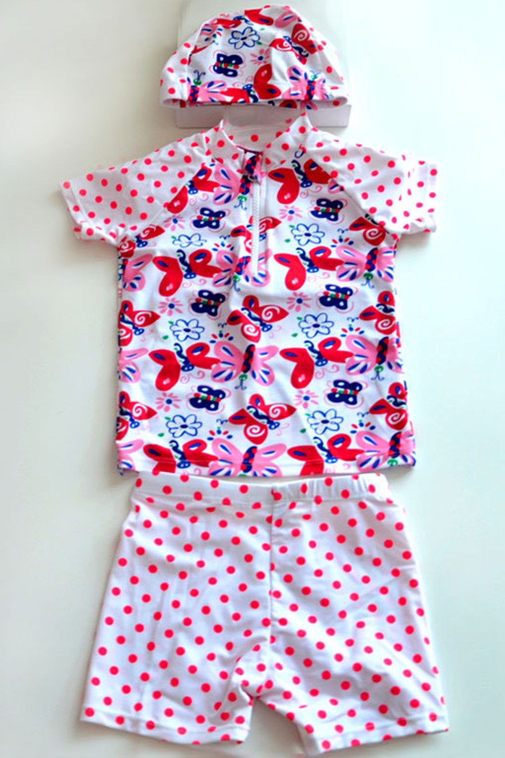 Baby Girls Butterfly Printed Short Sleeve Breathable Swimsuit