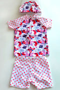 Baby Girls Butterfly Printed Short Sleeve Breathable Swimsuit