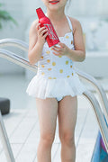 Baby Girls Golden Polka Dot Ruffled Waist One Piece Swimsuit