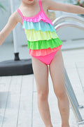 Baby Girls One Piece Multi Colored Layers Strap Neck Swimwear