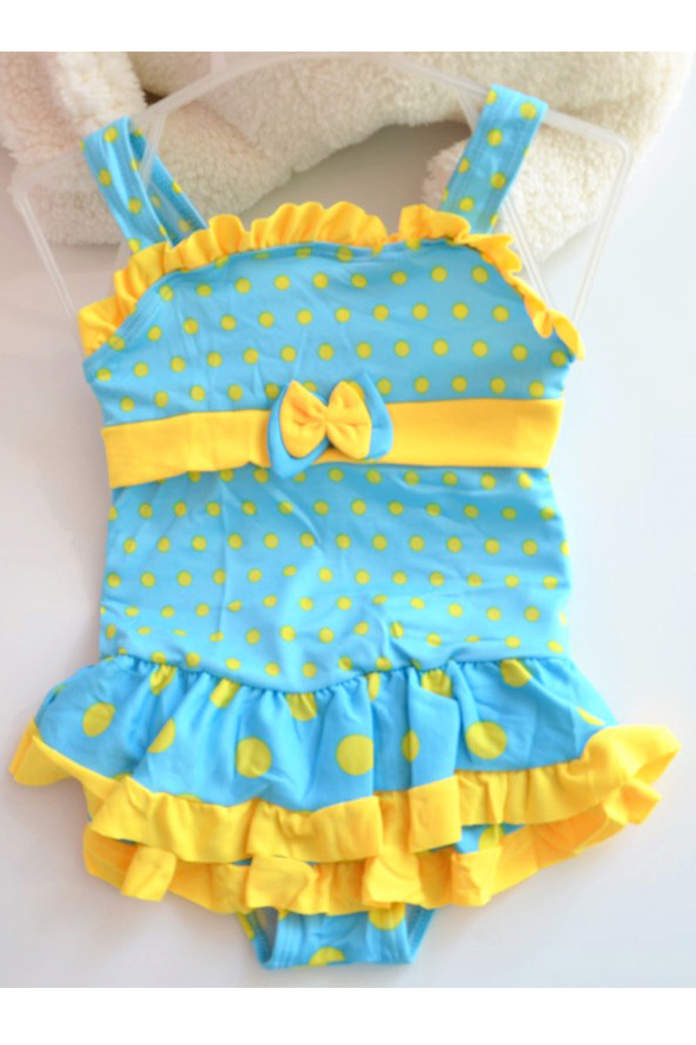 Baby Girls One Piece Polka Dot Ruffles Bottom Cute Swimwear