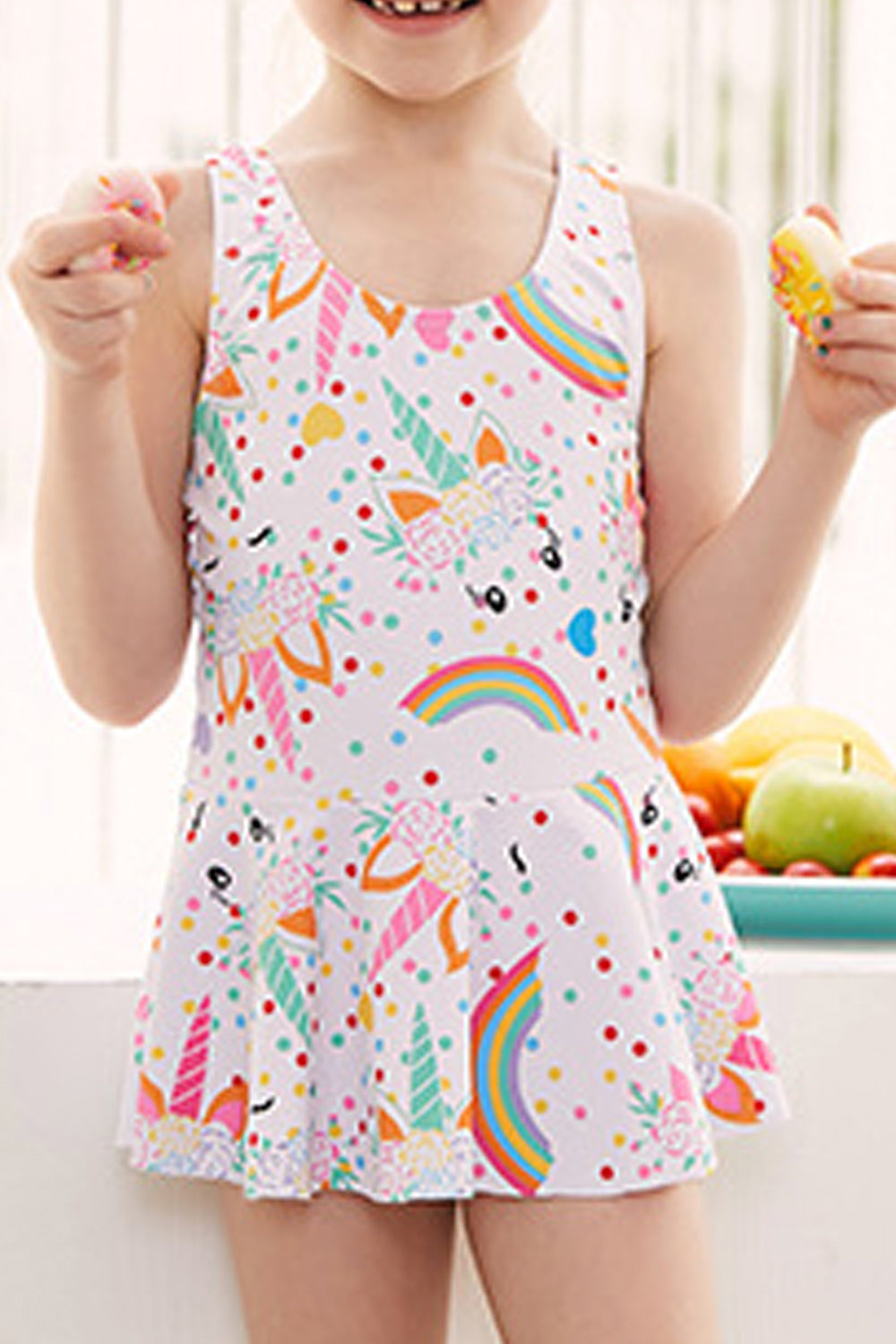 Baby Girls Cute Cartoon Printed One Piece Comfortable Swimwear