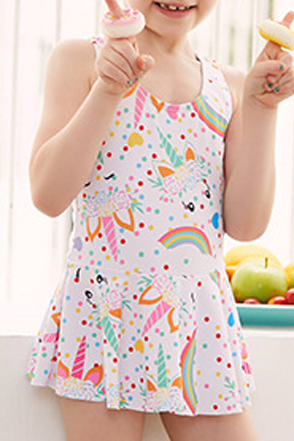 Baby Girls Cute Cartoon Printed One Piece Comfortable Swimwear