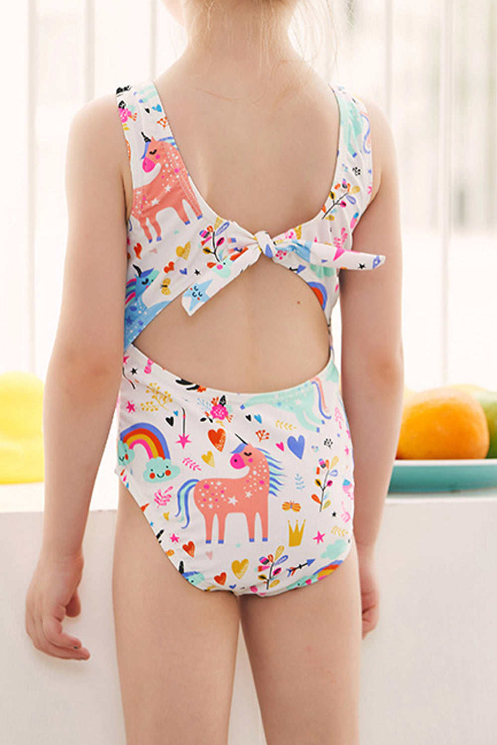 Baby Girls Cute Cartoon Floral Printed One Piece Swimsuit