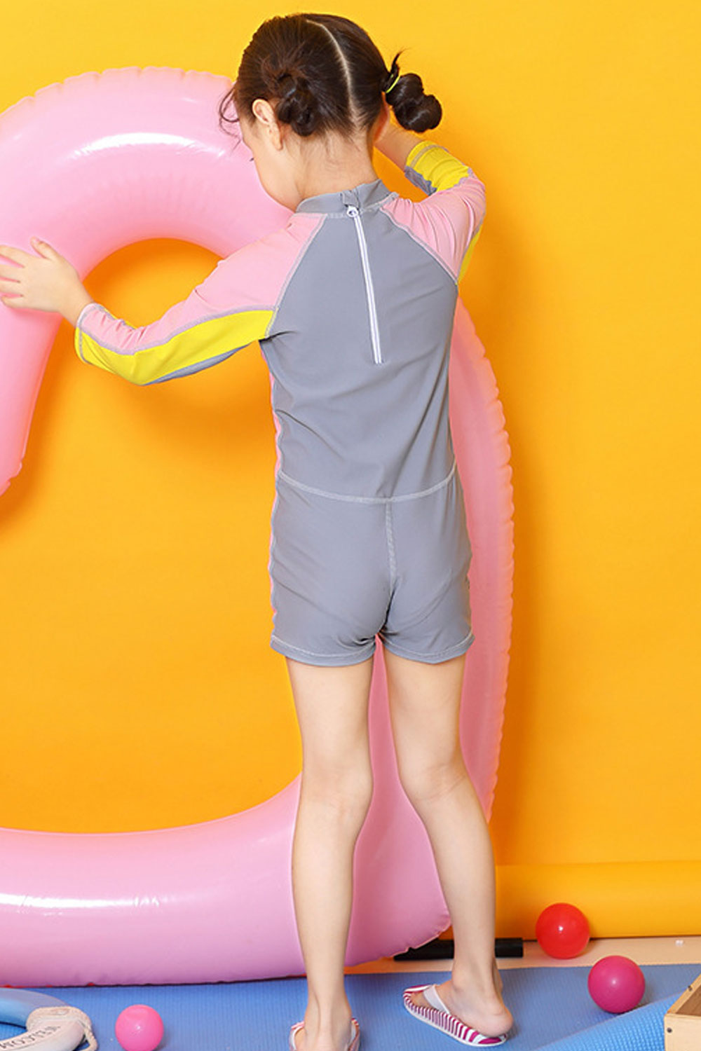 Baby Girls Contrast Colore One Piece Breathable Swimwear